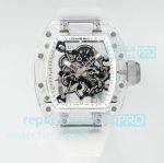 Super Copy Richard Mille RM 055 Bubba Watson Glass Transparent White Bezel Watch 